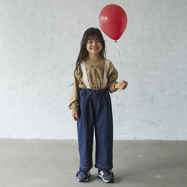 サスペンダーデニムパンツ